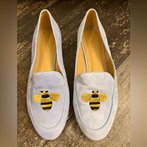 Talbots Stylish Blue Loafers with Bee Embroidery